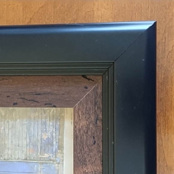 French Street Scene Wood Frame Cafe Bakery Patisserie Blue Red Cream Brown Black - Picture 5 of 8